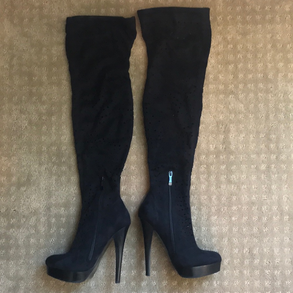 Bebe black thigh high boots